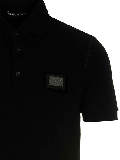 Black Cotton Polo Shirt
