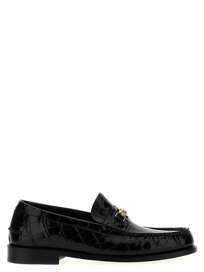 Black Velvet Leather Slip-On Loafers
