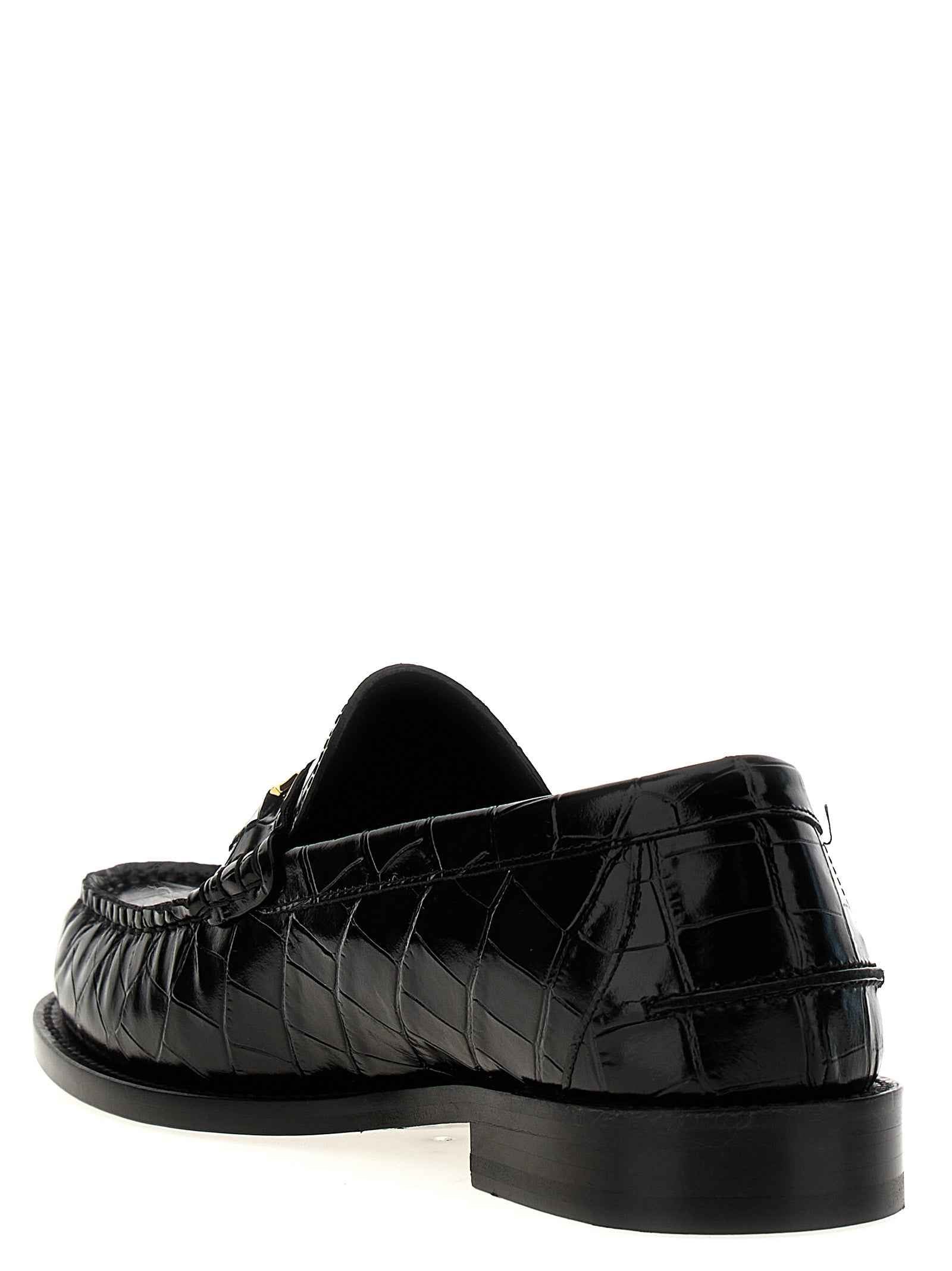 Black Velvet Leather Slip-On Loafers
