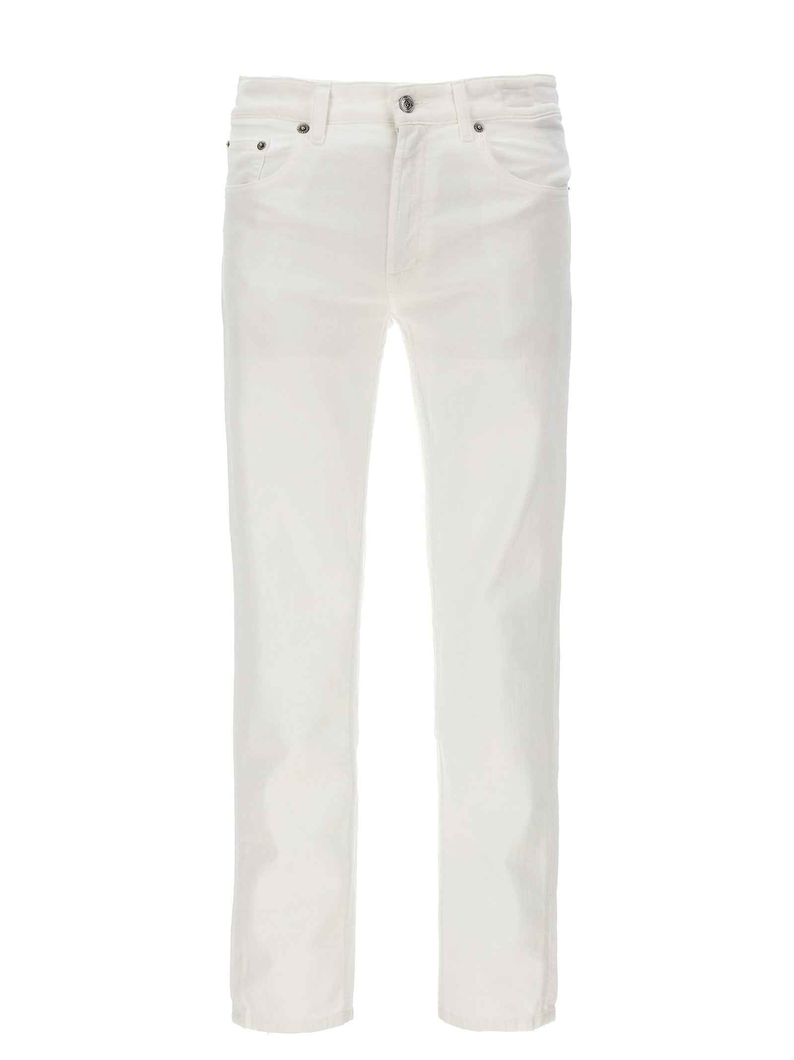 White Cotton Straight-Leg Jeans