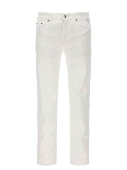 White Cotton Straight-Leg Jeans
