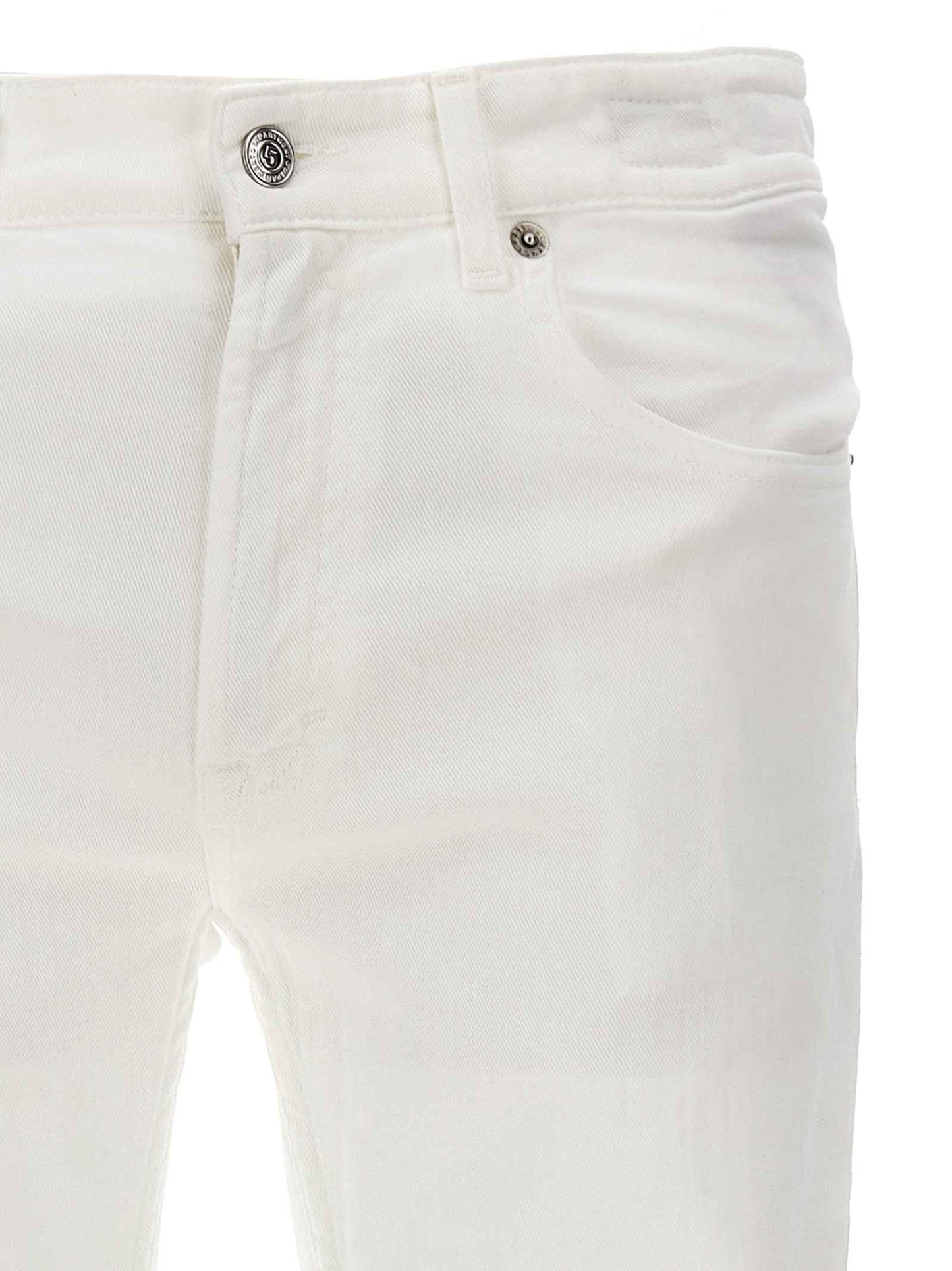 White Cotton Straight-Leg Jeans