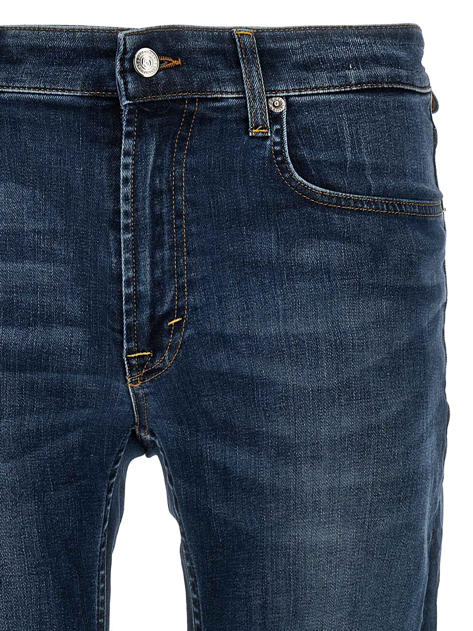 Blue Cotton Straight-Leg Jeans