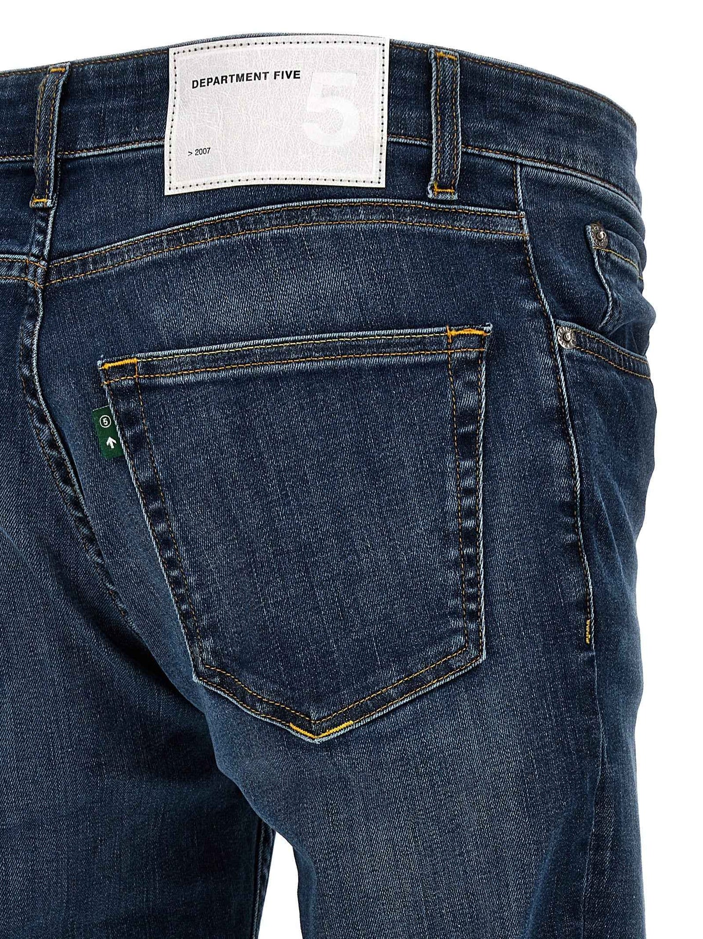 Blue Cotton Straight-Leg Jeans