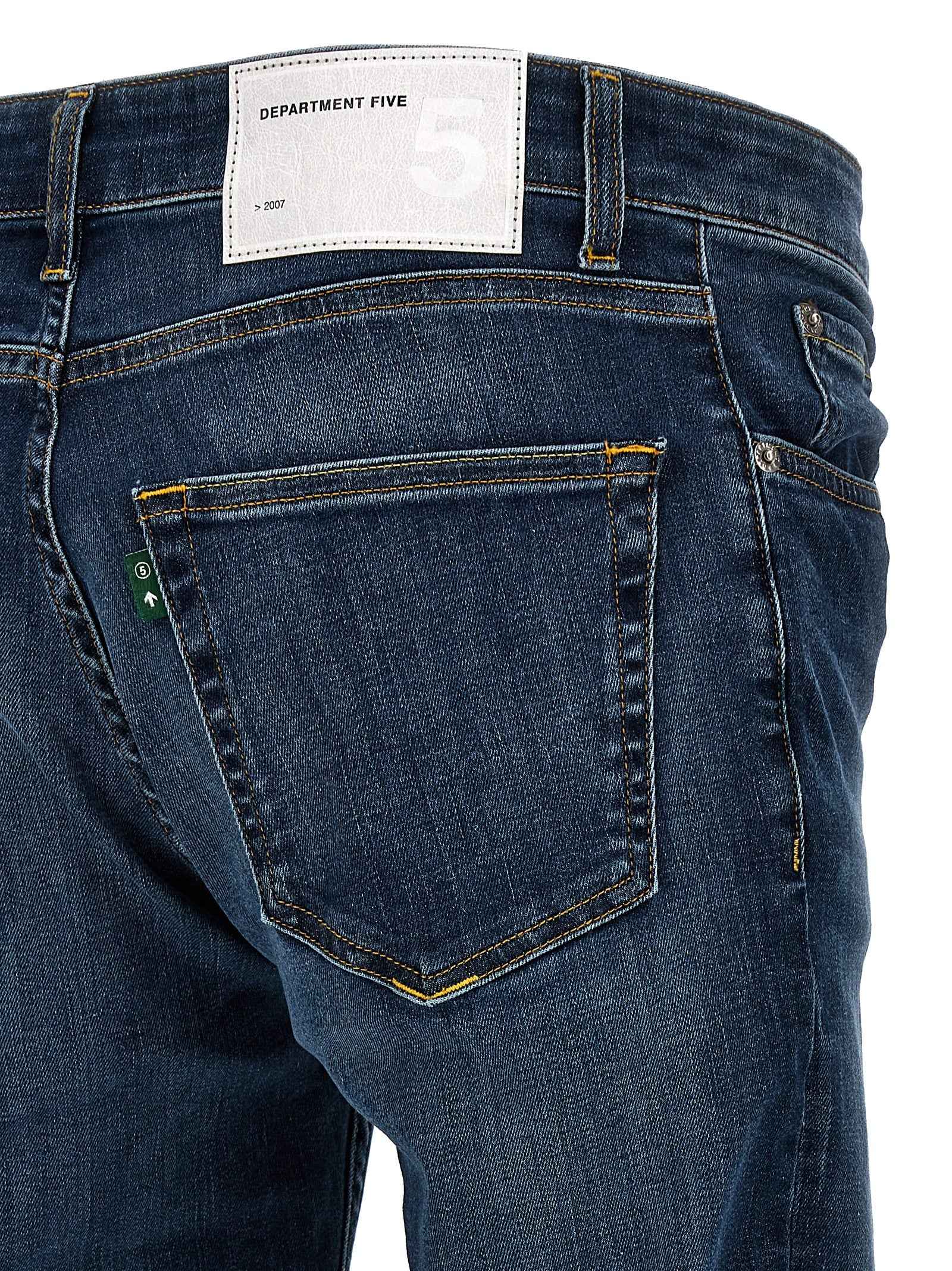 Blue Cotton Straight-Leg Jeans