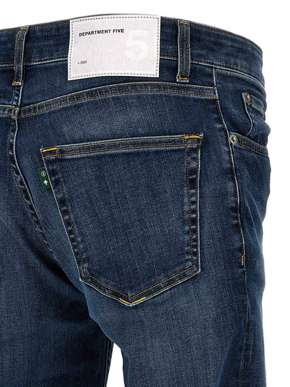 Blue Cotton Straight-Leg Jeans