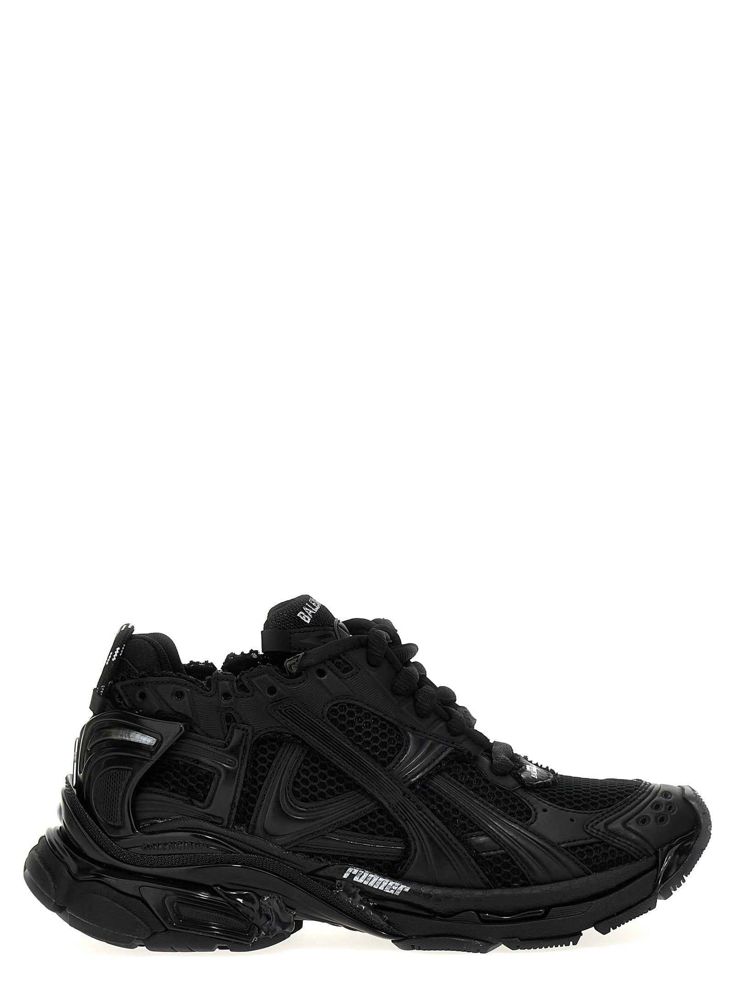 Black Polyester Athletic Sneakers