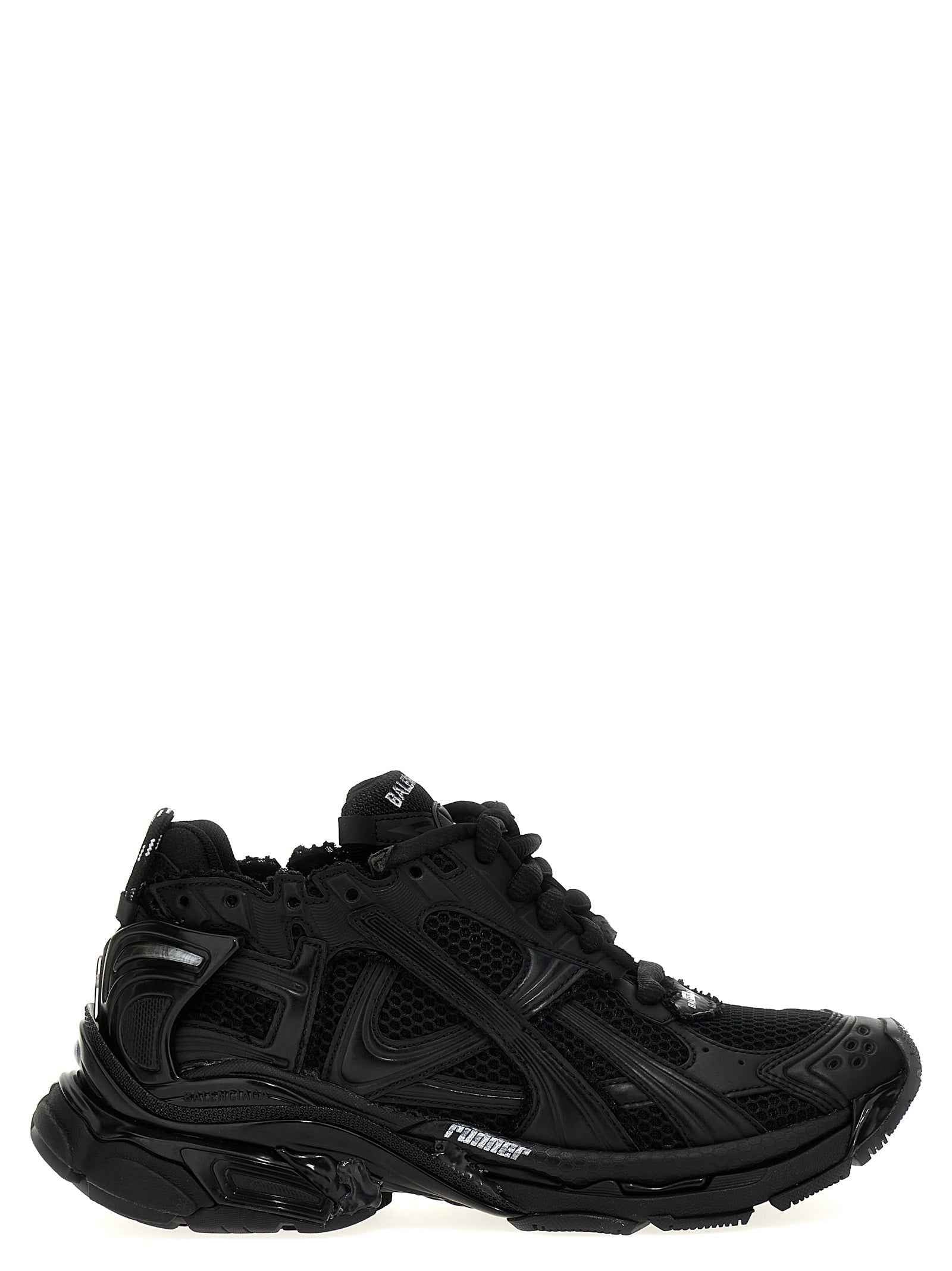 Black Polyester Athletic Sneakers