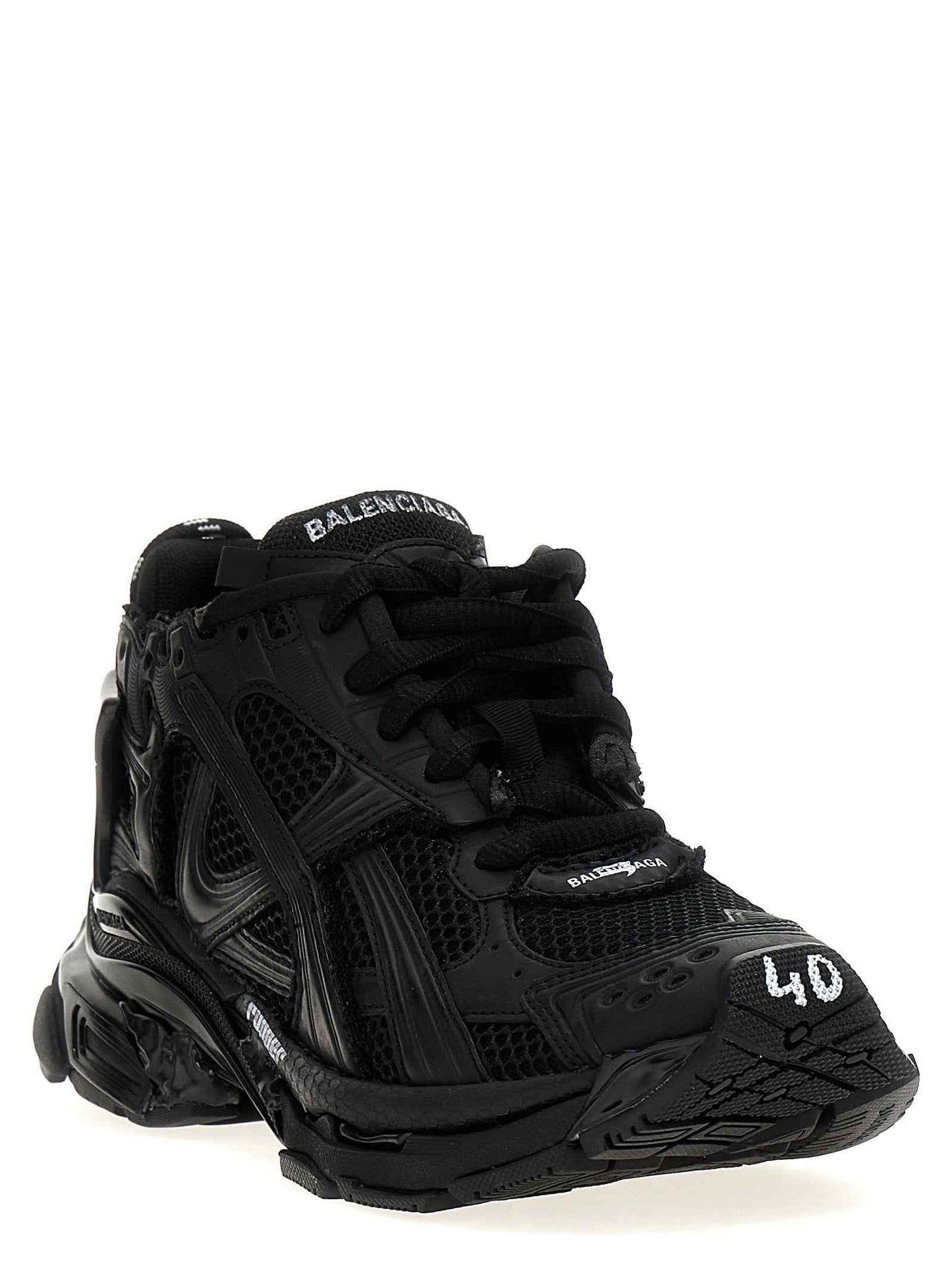 Black Polyester Athletic Sneakers