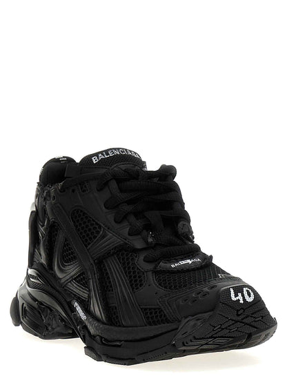 Black Polyester Athletic Sneakers