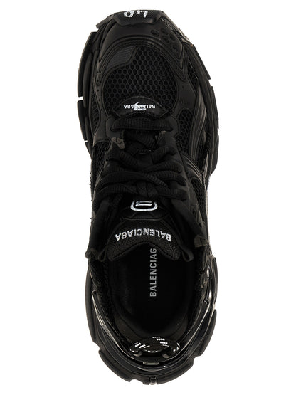 Black Polyester Athletic Sneakers