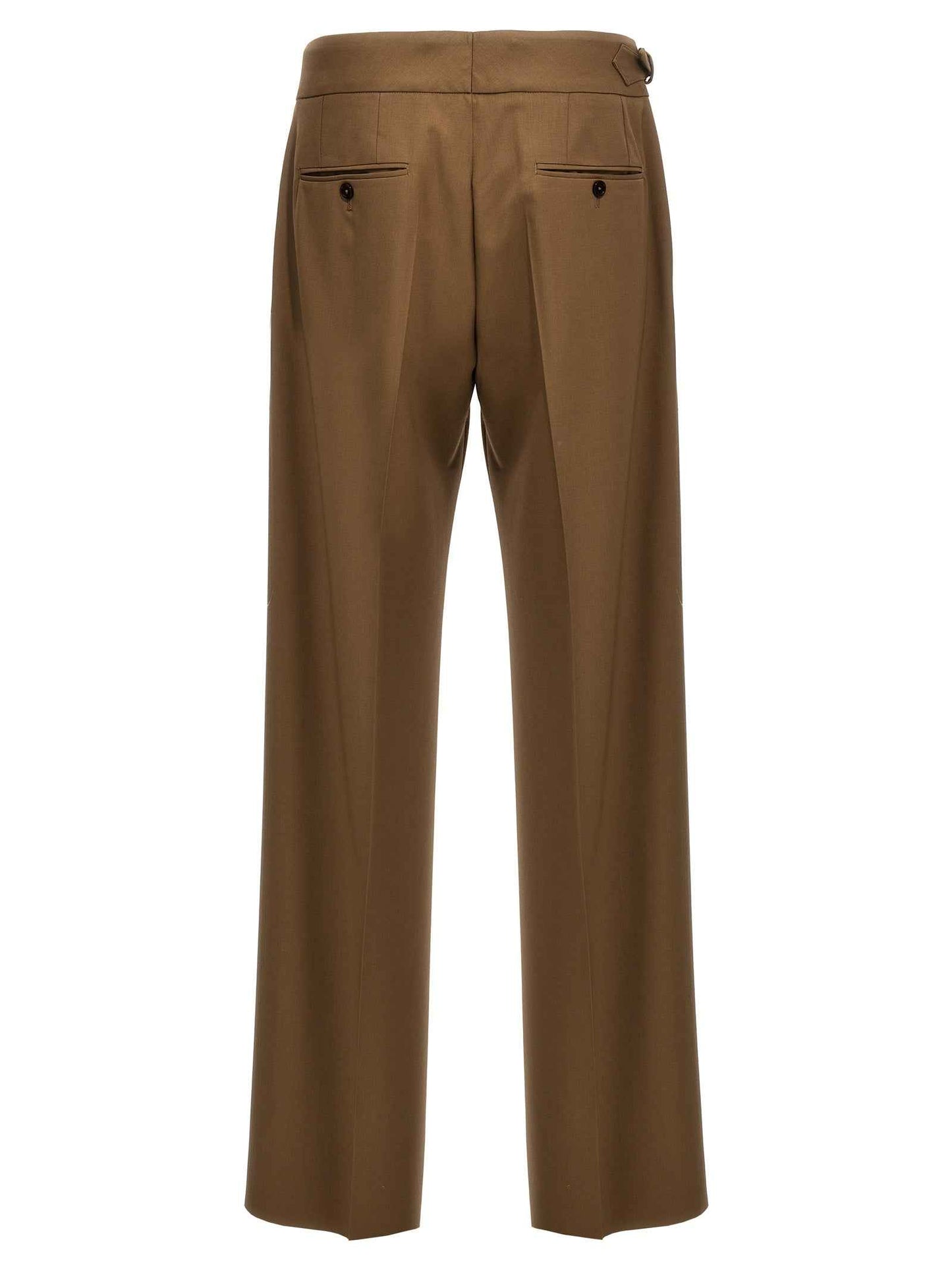 Brown Virgin Wool Dress Pants