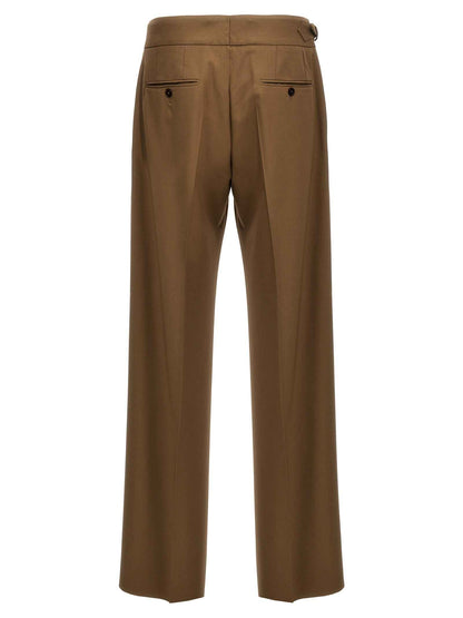 Brown Virgin Wool Dress Pants