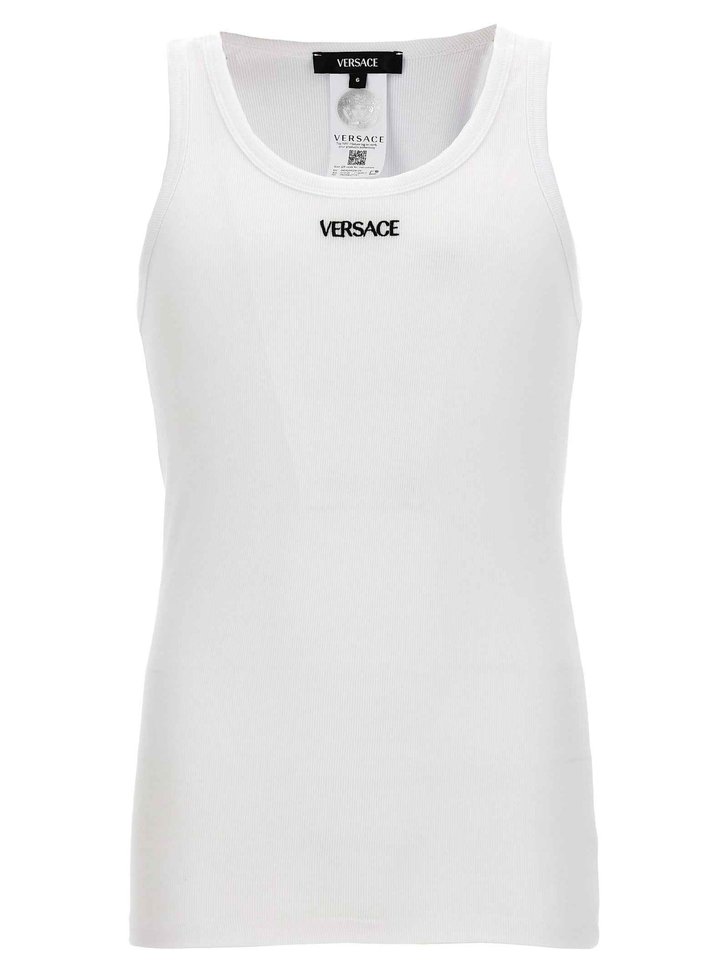 White Cotton Sleeveles T-Shirt