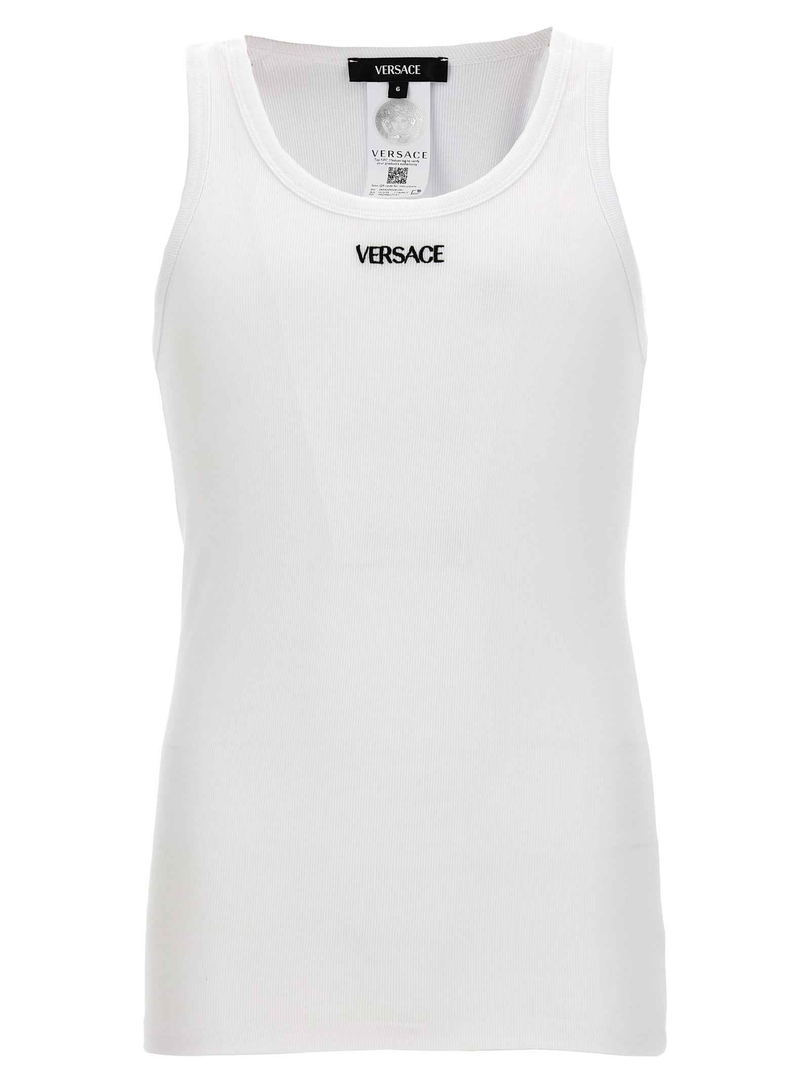 White Cotton Sleeveles T-Shirt
