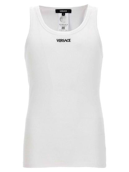 White Cotton Sleeveles T-Shirt