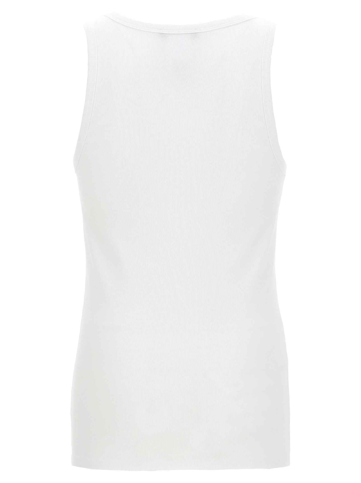 White Cotton Sleeveles T-Shirt