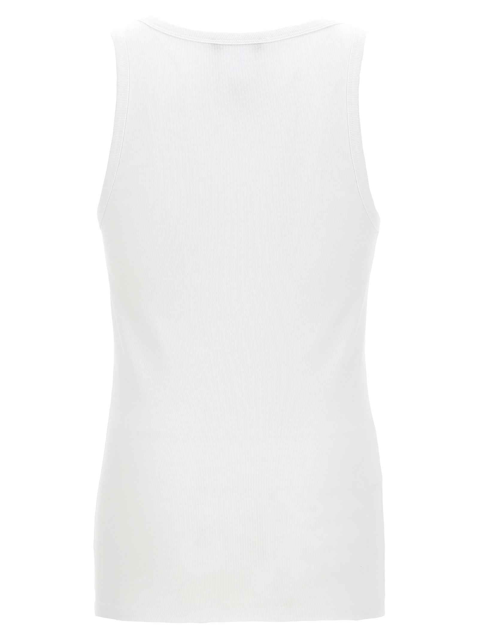 White Cotton Sleeveles T-Shirt