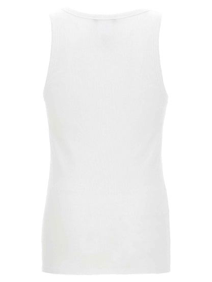 White Cotton Sleeveles T-Shirt