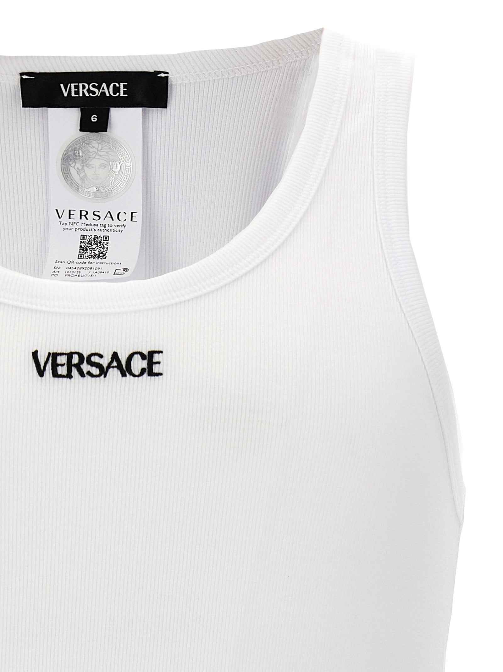 White Cotton Sleeveles T-Shirt