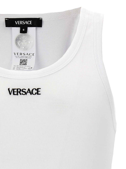 White Cotton Sleeveles T-Shirt