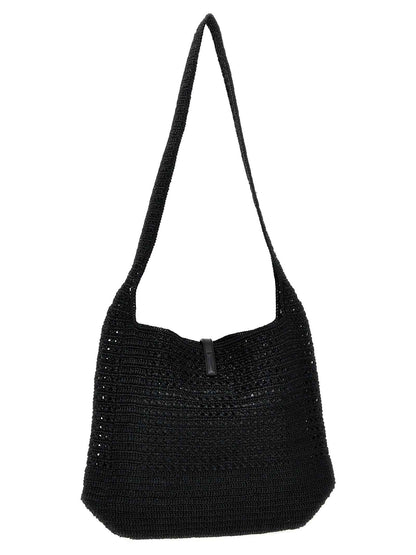 Black Raffia Tote Bag