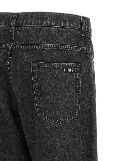 Black Cotton Relaxed Fit Jeans