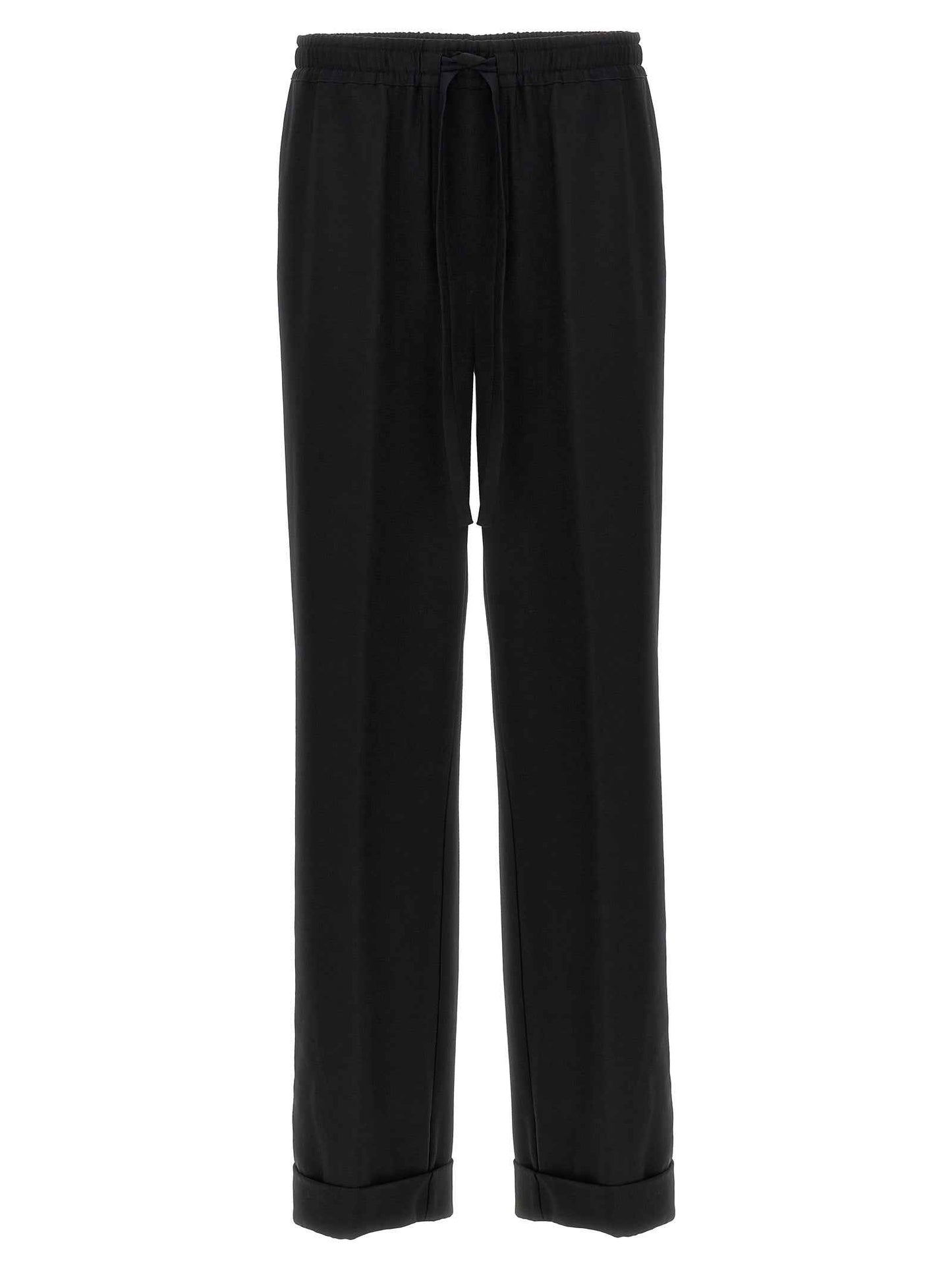Black Virgin Wool Casual Pants