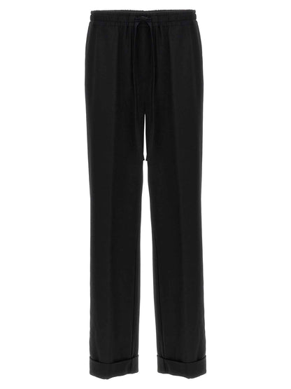 Black Virgin Wool Casual Pants