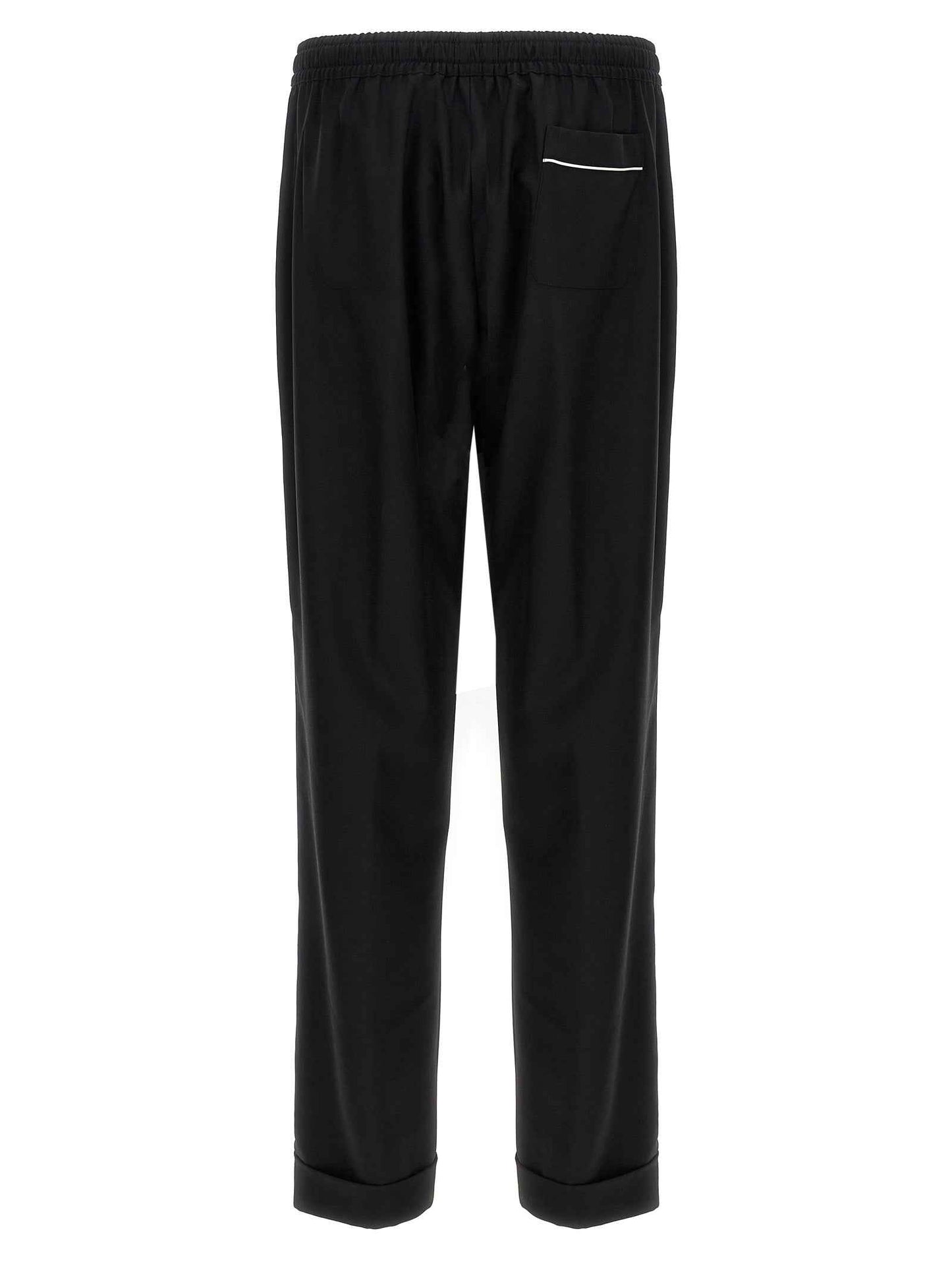 Black Virgin Wool Casual Pants