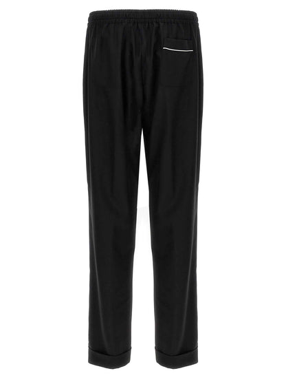 Black Virgin Wool Casual Pants