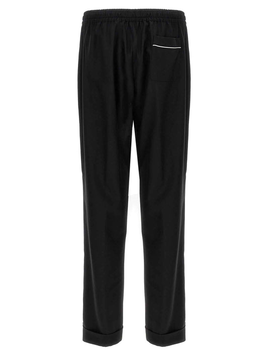 Black Virgin Wool Casual Pants