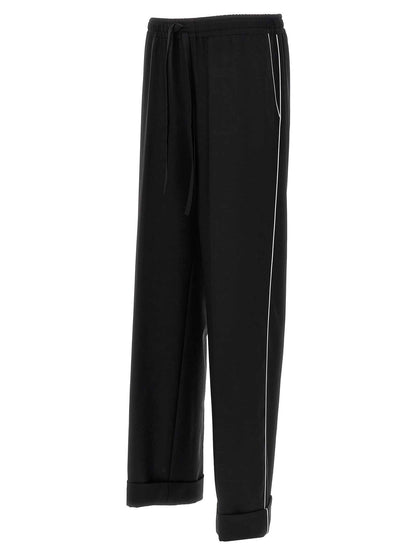 Black Virgin Wool Casual Pants
