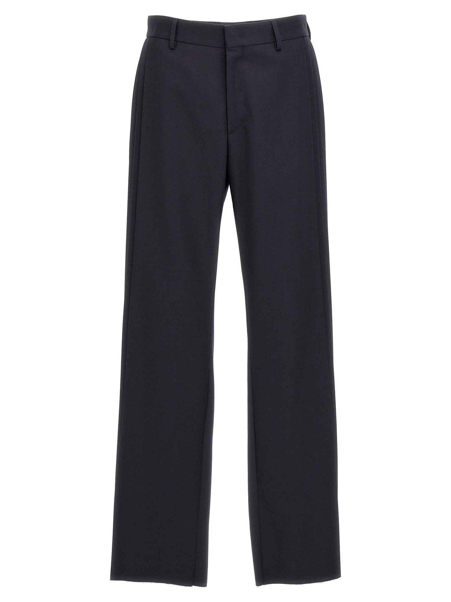 Blue Polyester Casual Pants