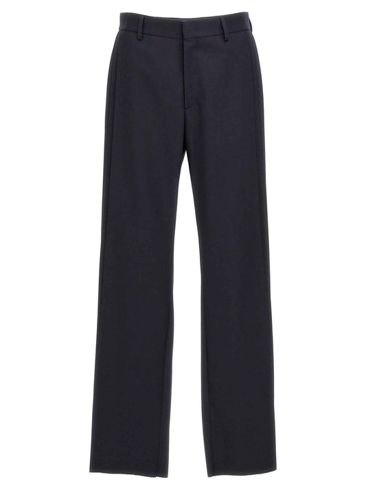 Blue Polyester Casual Pants