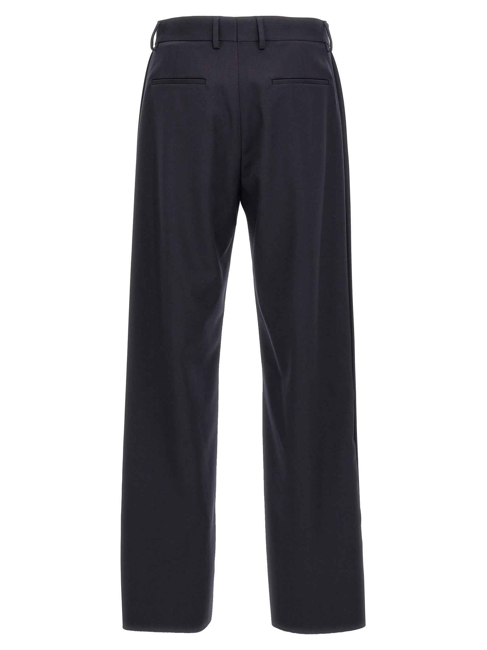 Blue Polyester Casual Pants
