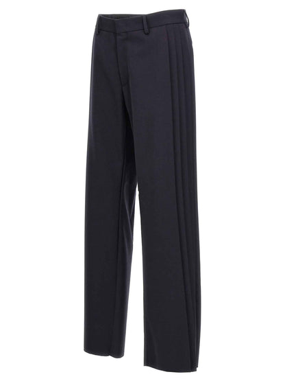 Blue Polyester Casual Pants