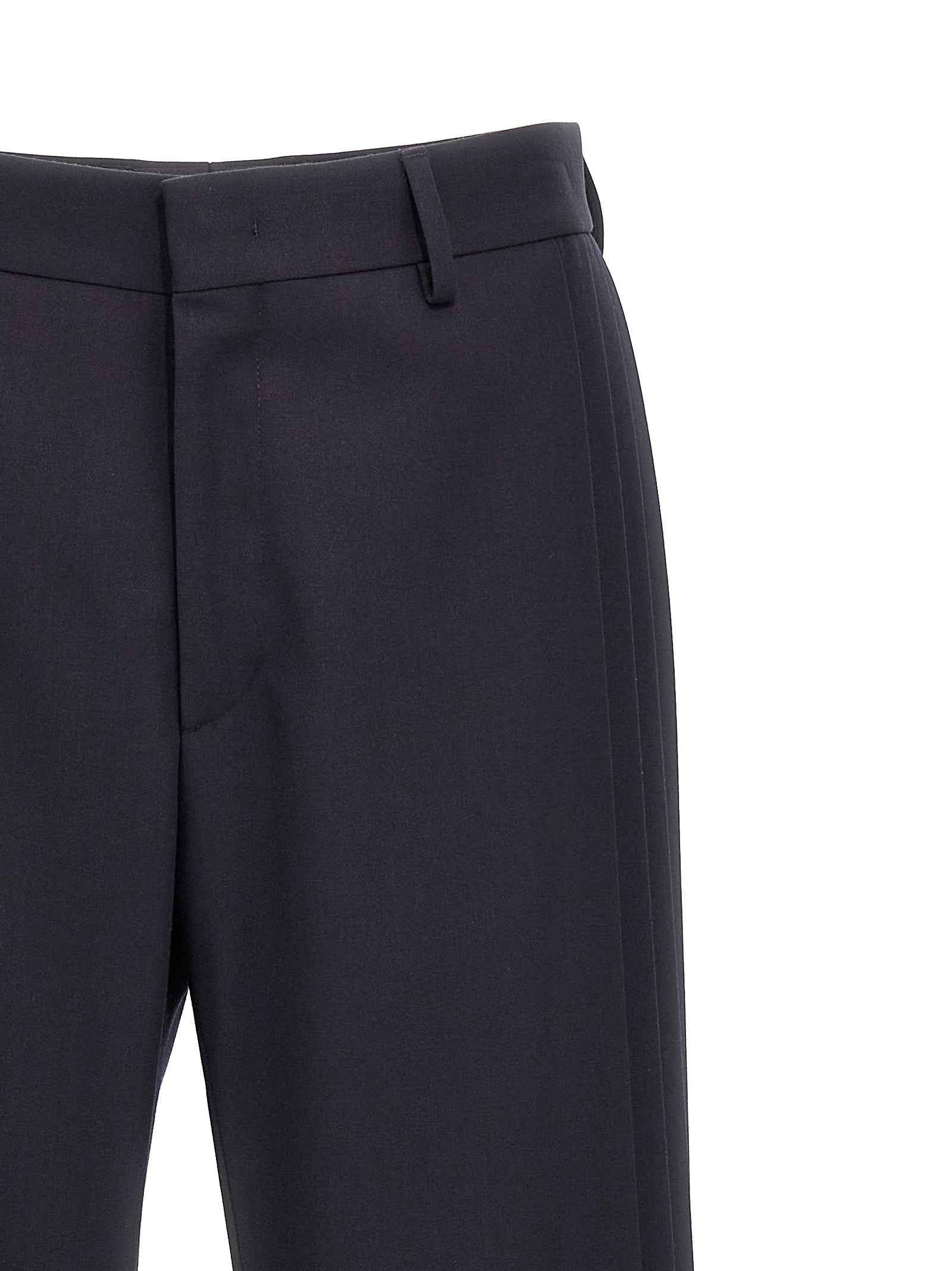 Blue Polyester Casual Pants