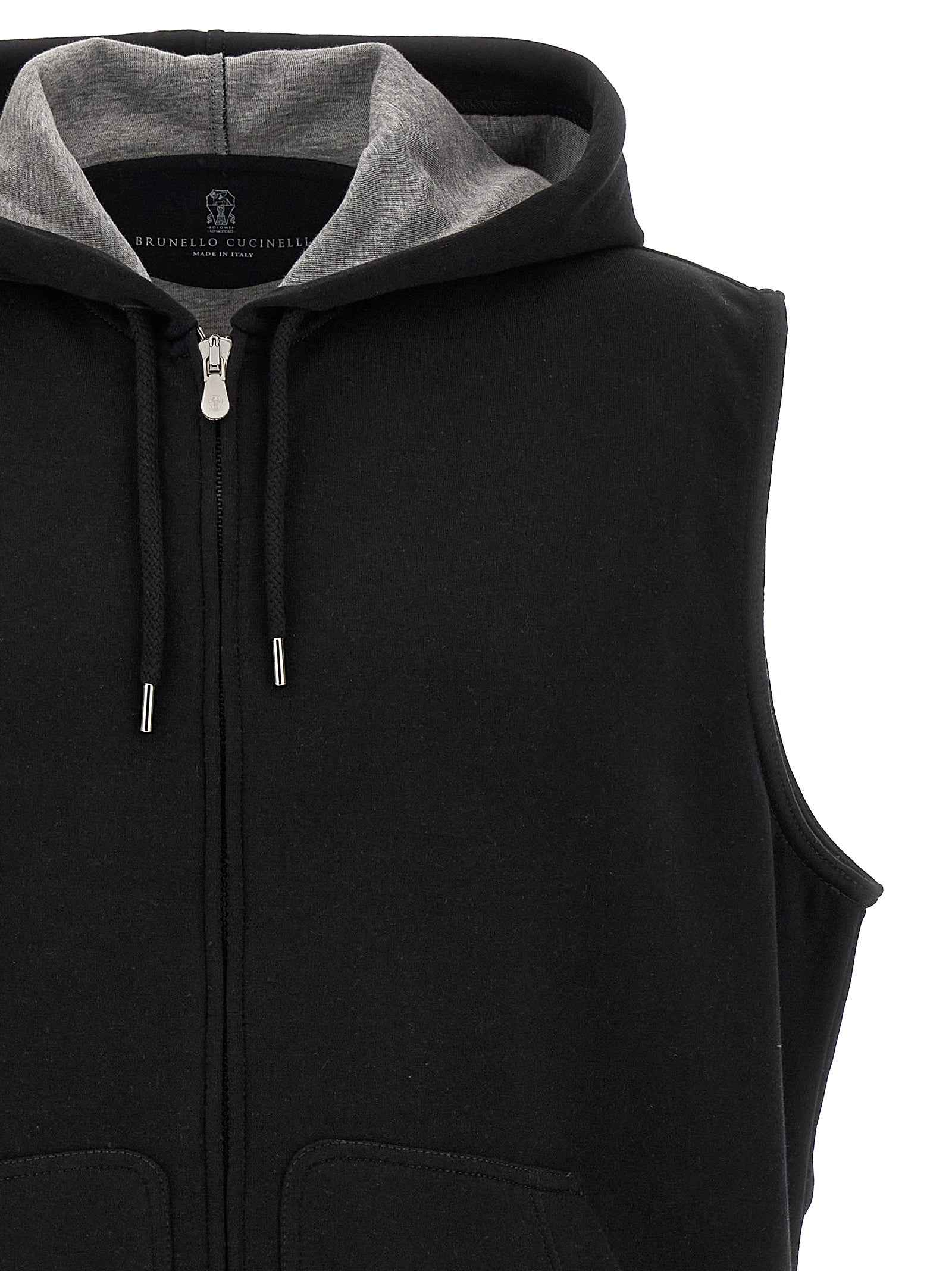 Black Cotton Sleeveless Jacket