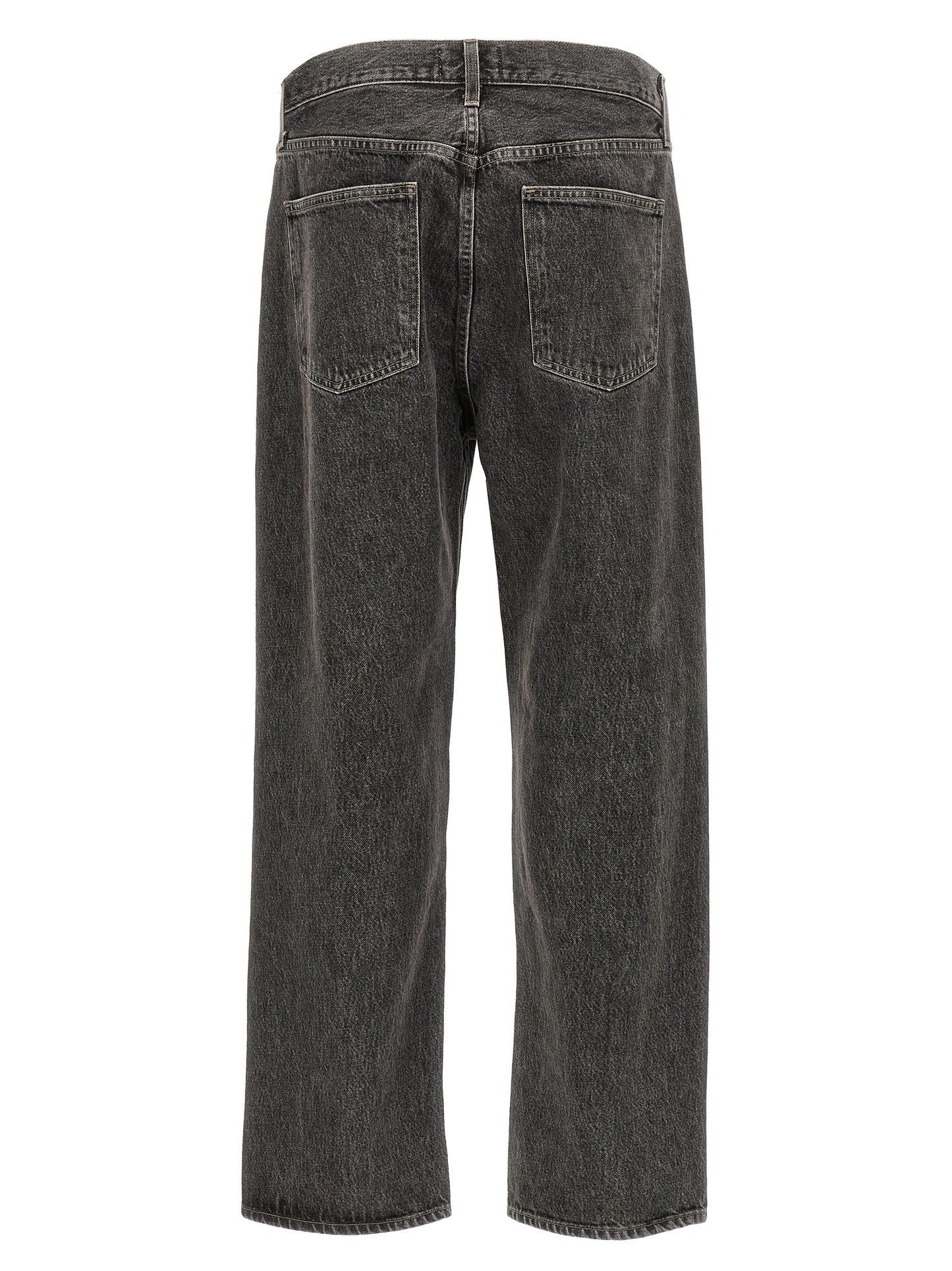 Gray Cotton Straight-Leg Jeans
