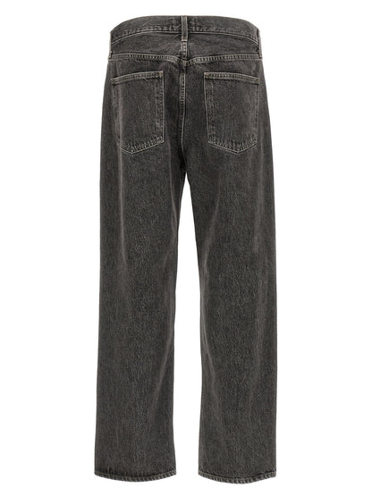 Gray Cotton Straight-Leg Jeans