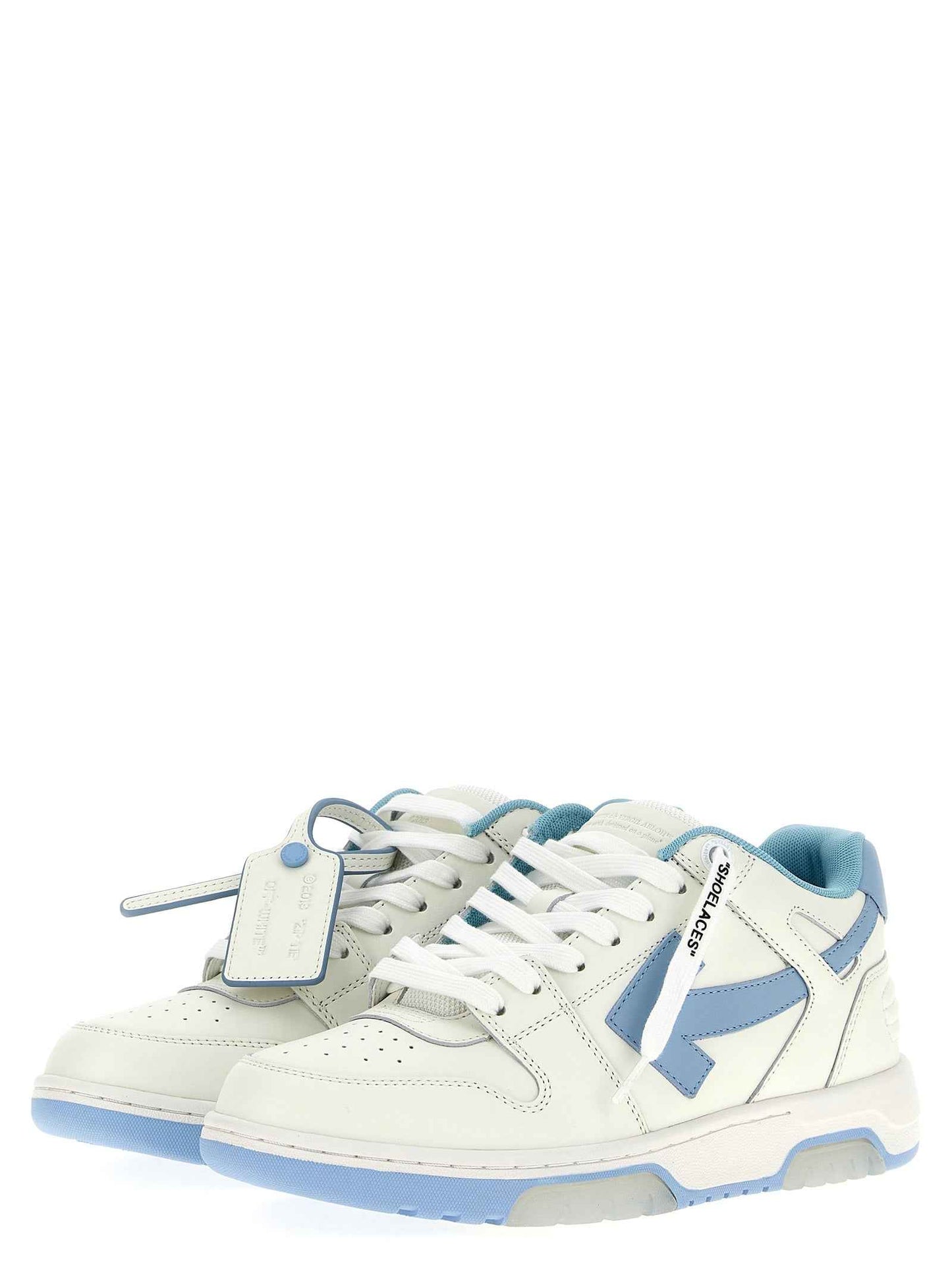 Blue Bovine Leather Low Top Sneakers