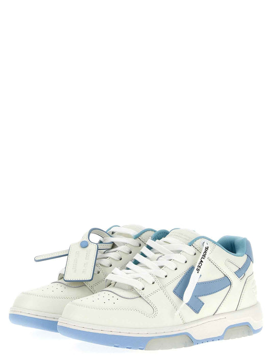 Blue Bovine Leather Low Top Sneakers