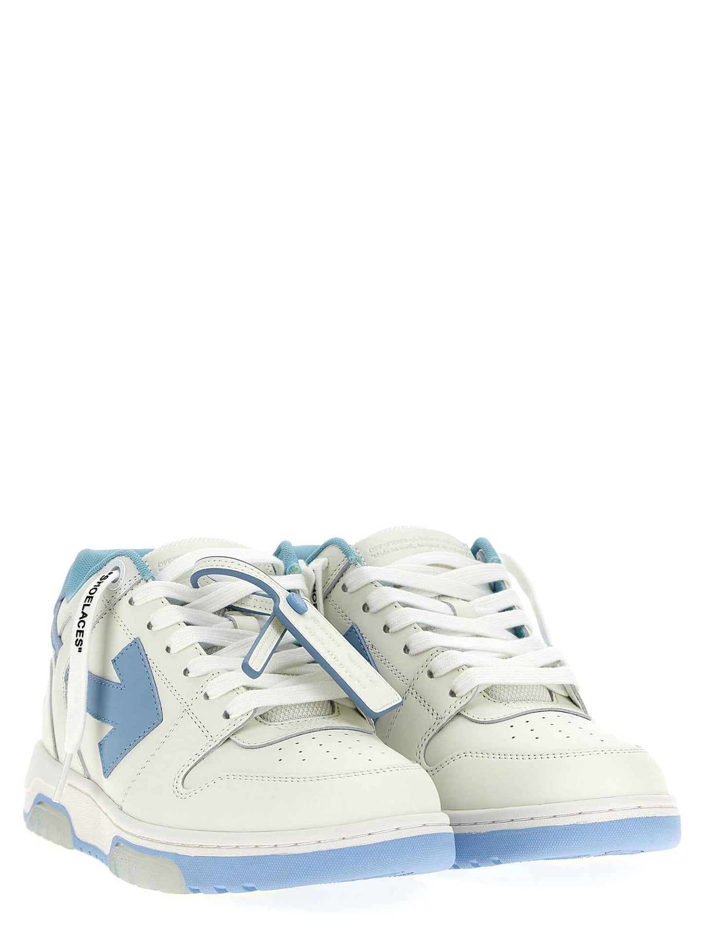 Blue Bovine Leather Low Top Sneakers