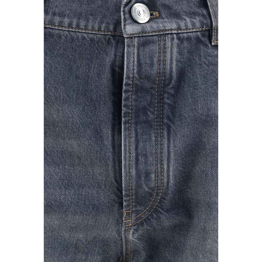 Gray Cotton Straight-Leg Jeans