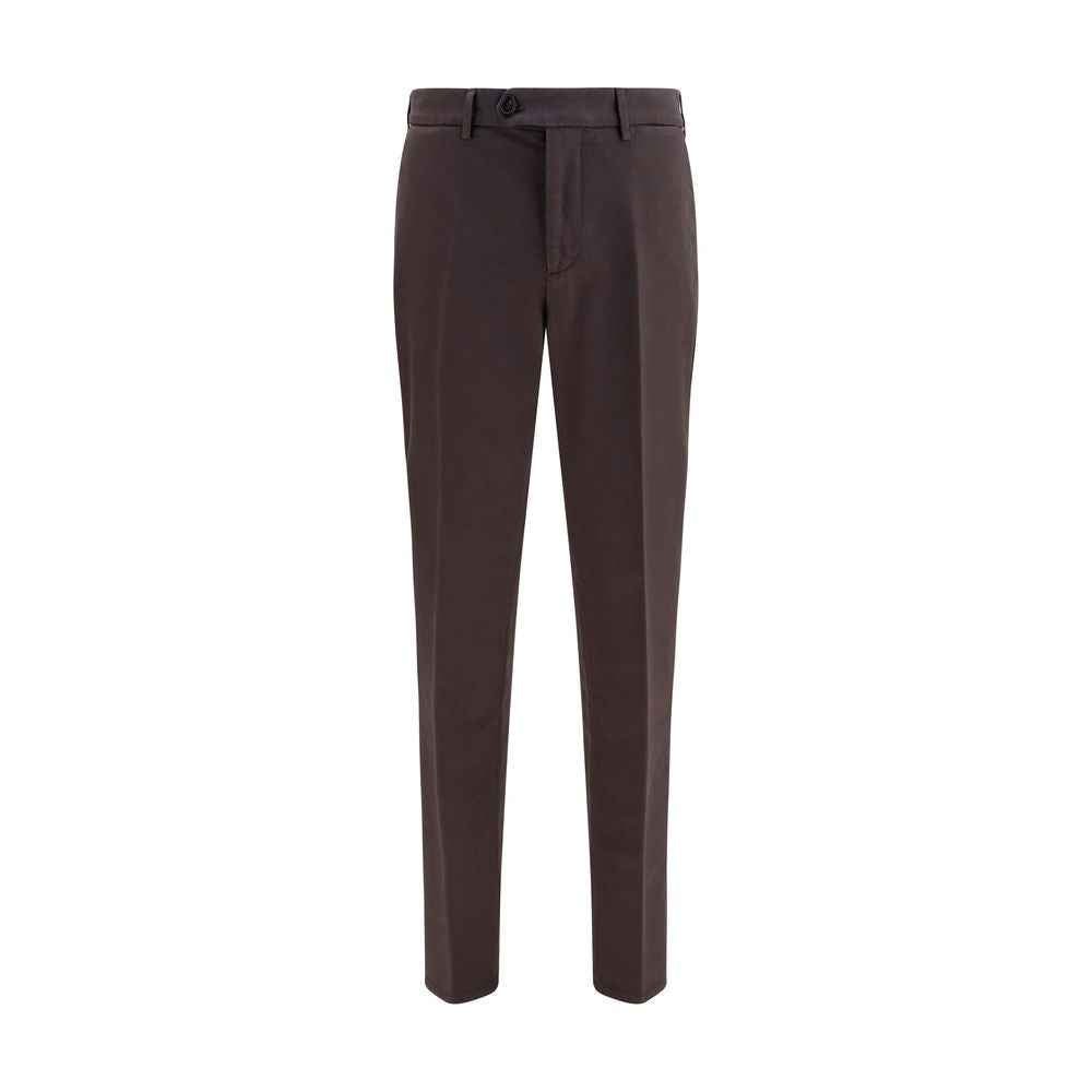 Brown Cotton Casual Pants