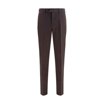 Brown Cotton Casual Pants