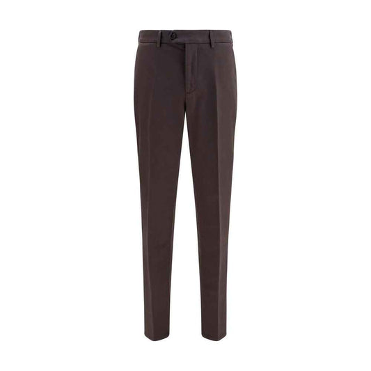 Brown Cotton Casual Pants