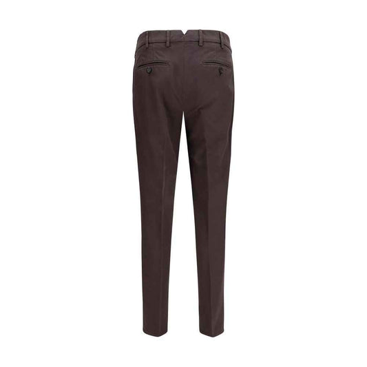 Brown Cotton Casual Pants
