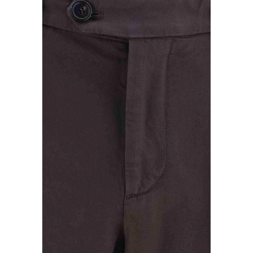 Brown Cotton Casual Pants